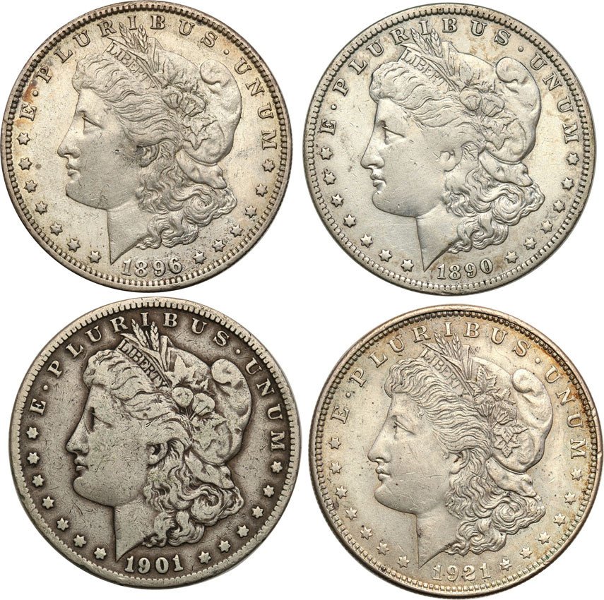USA. Dolar Morgan, Philadelphia/New Orleans - zestaw 4 monet